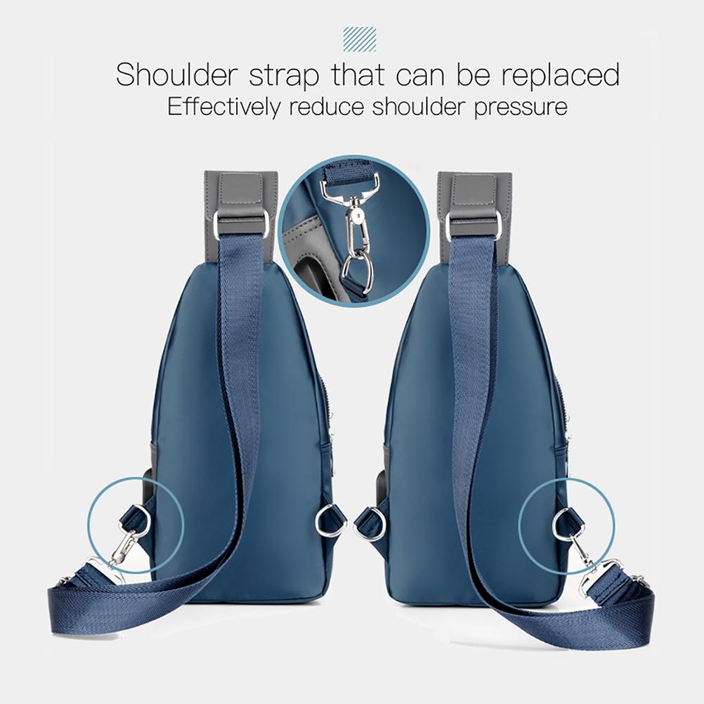 Men s Chest Bag Waterproof Oxford Cloth Crossbody Bag with Charging Port Headphone Jack