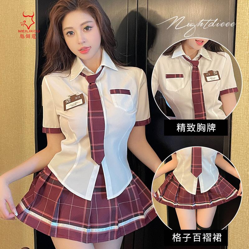 Sexy lingerie JK sexy student clothing cos uniform temptation summer skirt with pleated skirt plaid suit