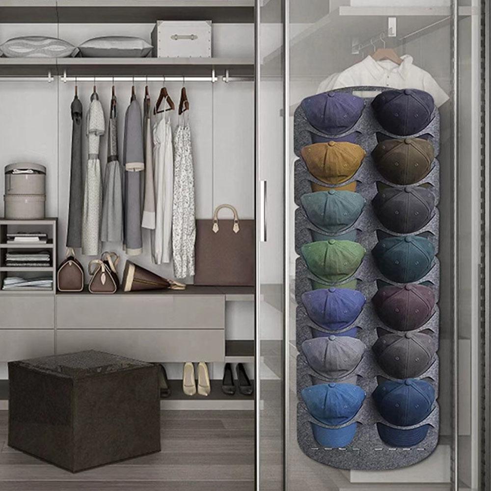 7/14 Grids Large Baseball Display Rack Door Back Wall Non-woven and Display Baseball Storage Hat Organizer Storage Hanging