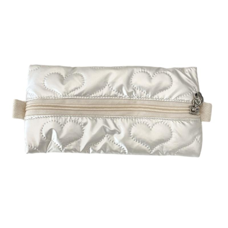 High Capacity Pen Bag Bowknot Print Pencil Case Metallic Color PU Pen Pouches Portable Pen Organizers Travel Makeup Bag