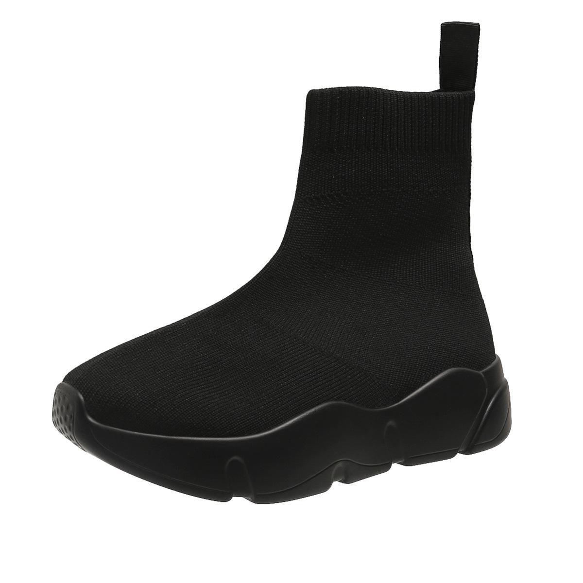 Spring Thick-Soled Fly-Woven Breathable Short Socks Boots Women S Large-Size Casual Fashion Boots 36 чёрный