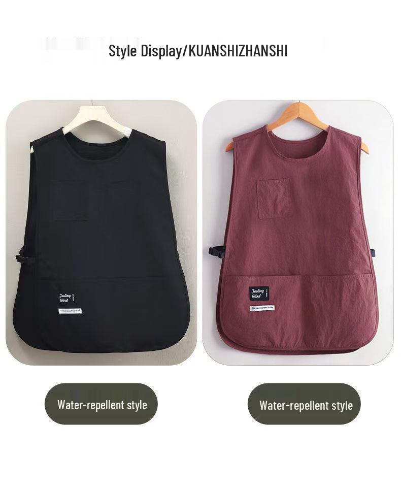 Unisex Korean-Style Water-Resistant Kitchen & Coffee Shop Workwear Apron - Breathable Vest, Plus Size Waist Fit
