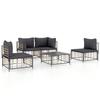 VidaXL Salon de jardin 5 pcs avec coussins anthracite résine tressée, ensemble de salon, ensemble de salon d'extérieur, 3186715