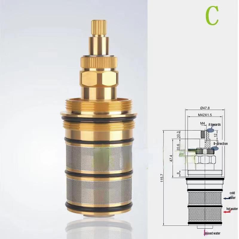 Cartuș termostatic pentru duș din cupru integral pentru reglare rapidă cald/rece