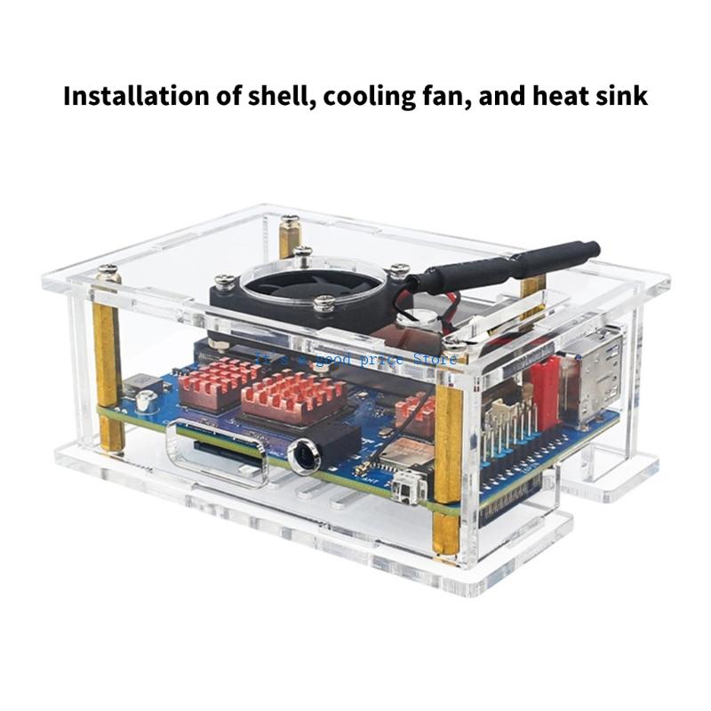 Acrylic Case Transparent Enclosure Active Passive Cooling Shell Optional Cooling Fan Heatsink for RV2 Development Board