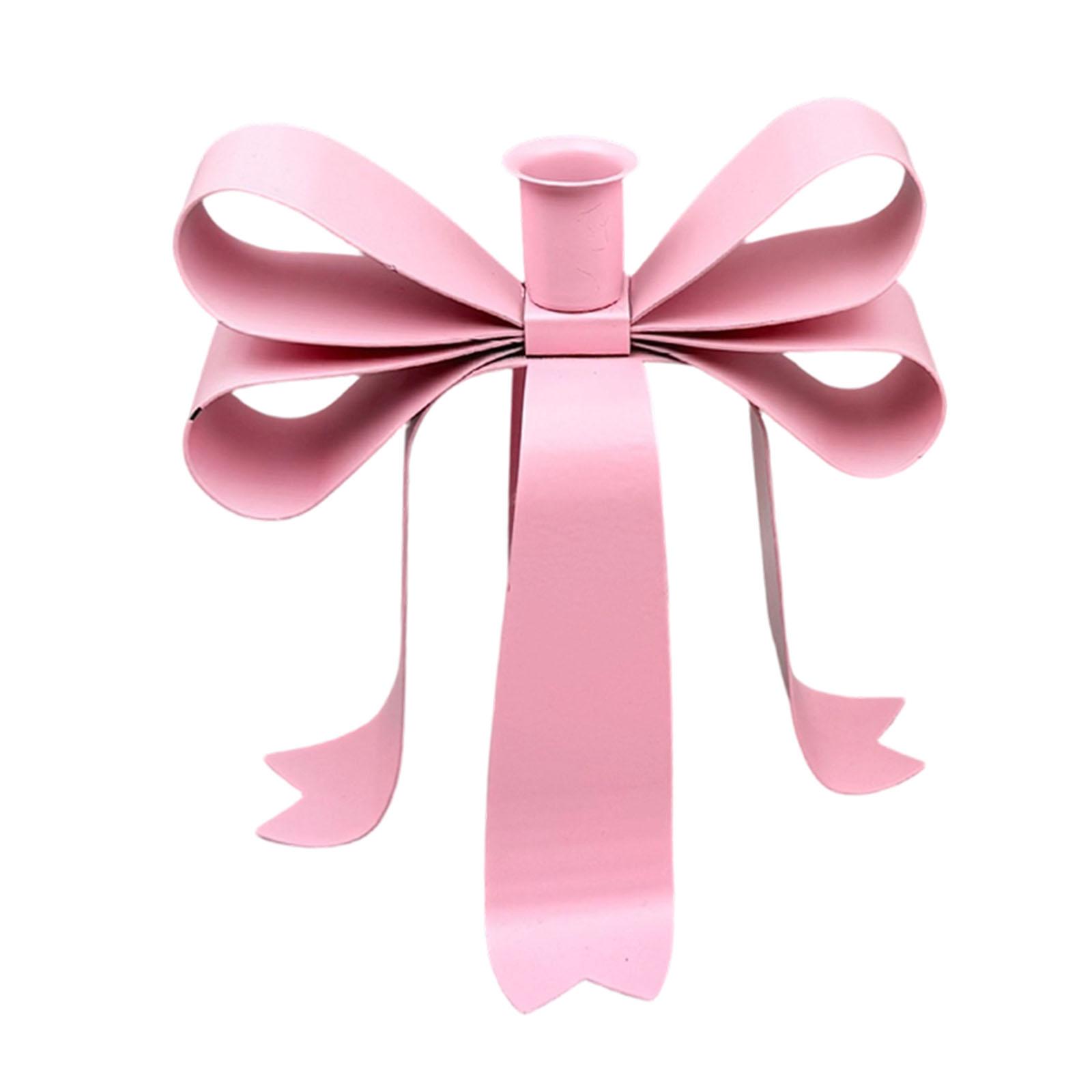 

Bow Candle Holder Holiday Decor Displays Elegant Iron Candlestick Candles Stand Candleholder for Housewarming Hotel Party Dinner рожевий