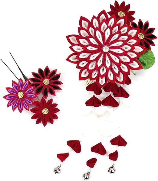 set of hair large and perfect for Kanzashi flower hair one size fits Two-piece tsumami-zaiku ornaments, small, coming-of-age ceremonies. accessories,