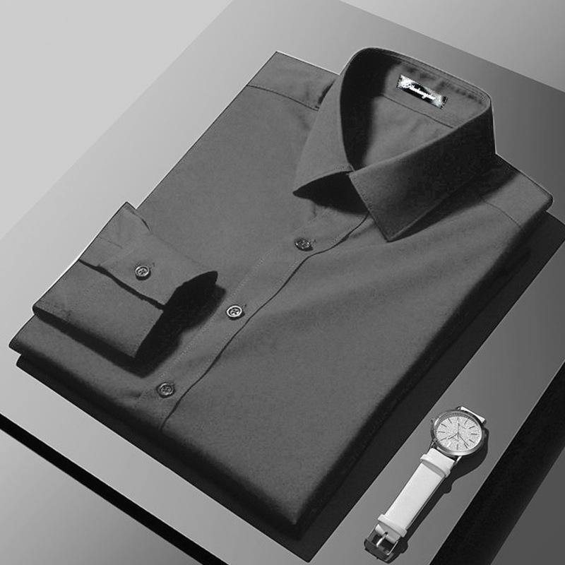 Herrskjorta i koreansk stil, smal passform, vit, långärmad, för affärer - Formell professionell klädsel