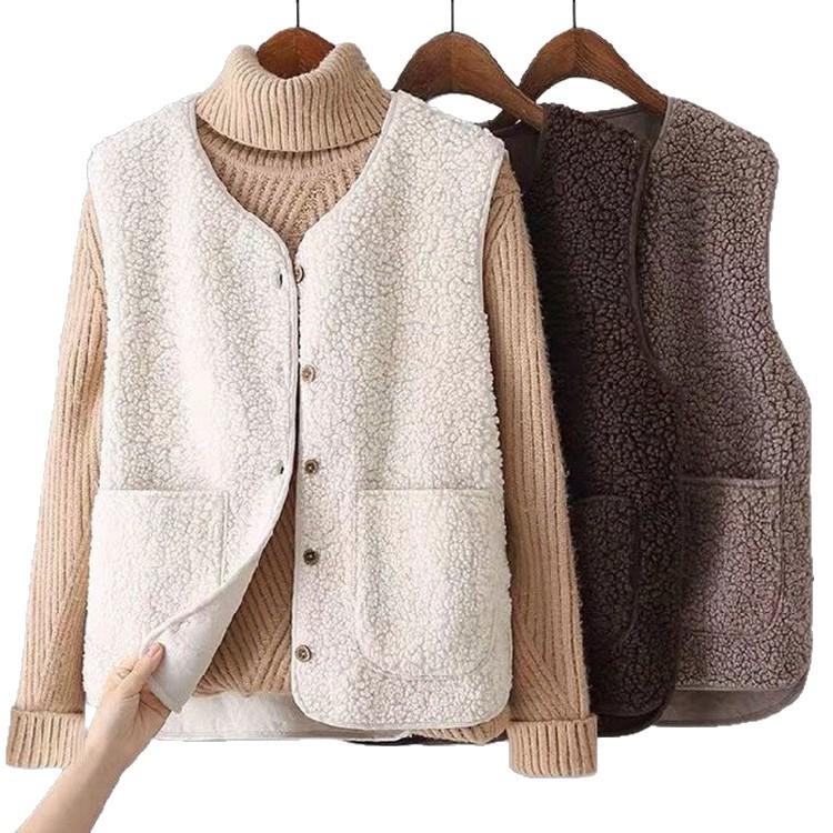 New autumn and winter fur integrated lamb wool vest short autumn and winter casual versatile vest
