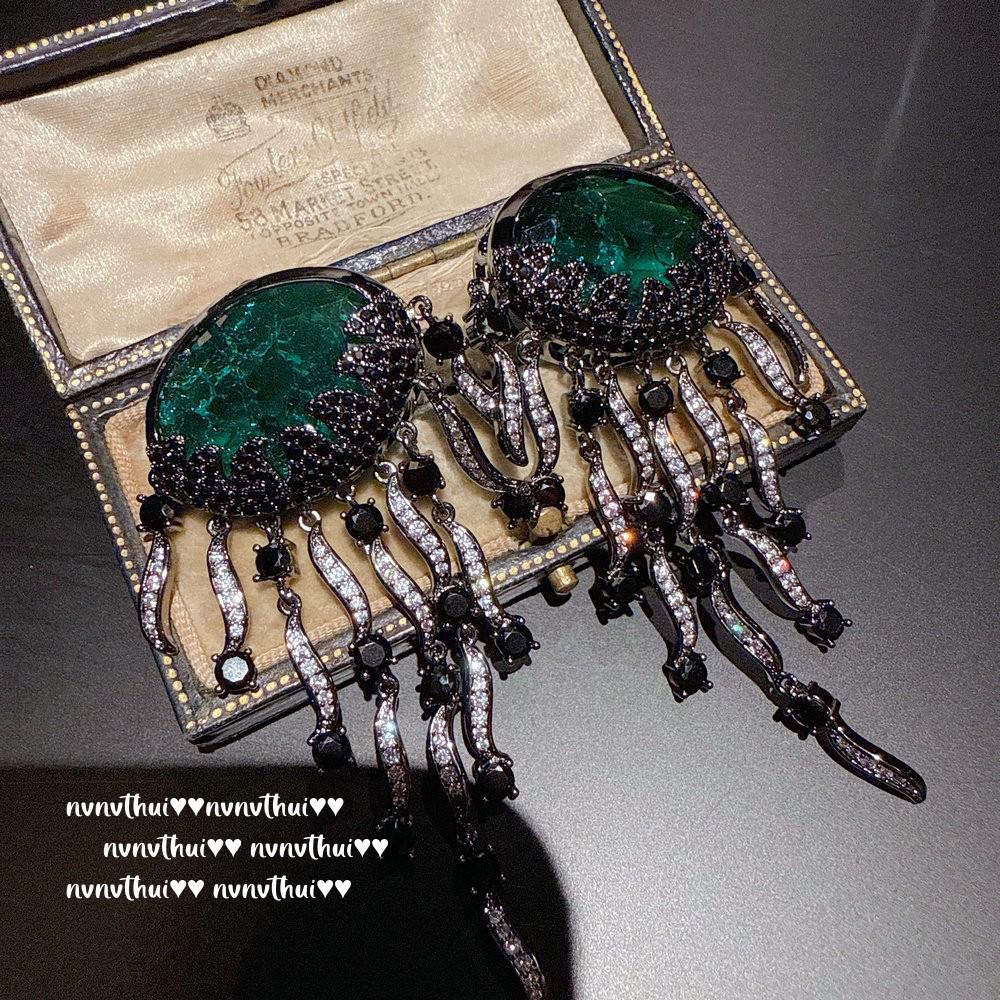 Rosa Quallen Quasten Edelstein Ohrringe