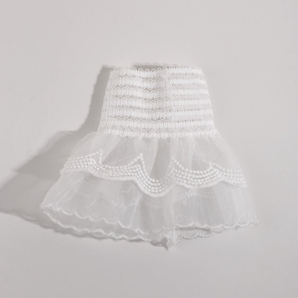 Pleated Elastic Sleeve Cuffs Double Layer Horn Cuffs Decoration Lace Sleeve  Women's Daily Wear