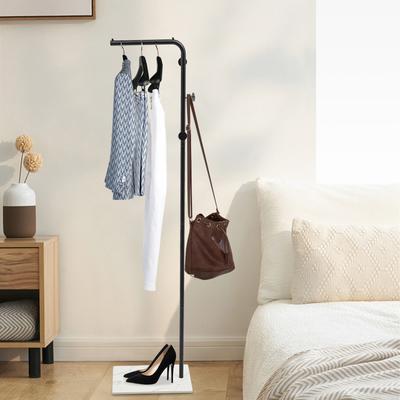 Standing Coat Rack for Hallway, L-Shaped Corner Coat Rack with 3 Hooks, Coat Stand for Entryway, Max Load 35kg/77lbs, Black