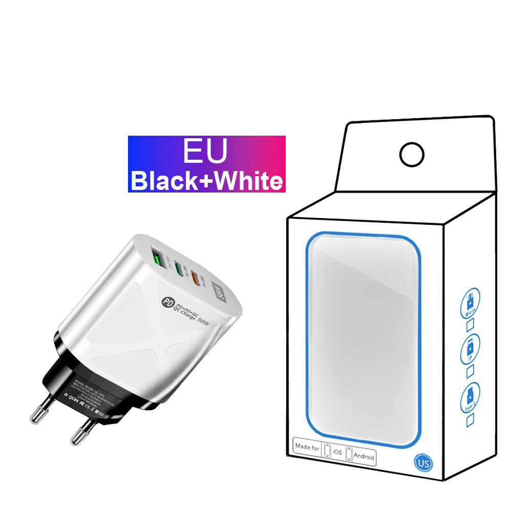 58W Dual Fast Charger with 2PD+QC3.0, EU/US/UK/AU Plugs