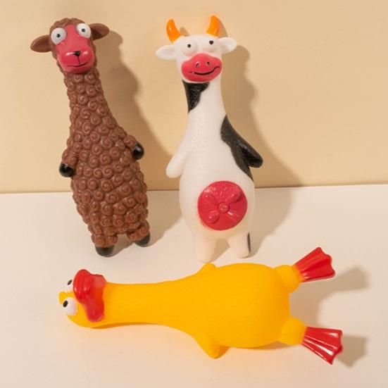 Vinyl Hundespielzeug mit Quietscher Cartoon Tierformen Haustiersicheres Kauspielzeug Hund