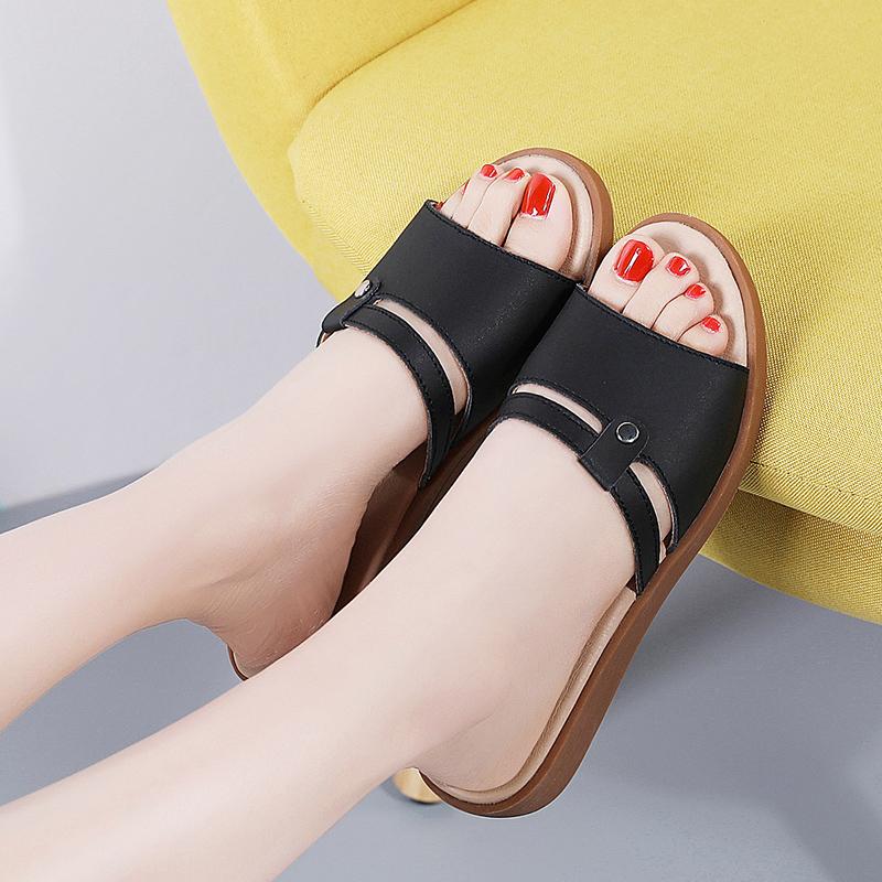 2025 Summer Women Wedge Sandals Premium Orthopedic Open Toe Sandals Vintage Anti-slip Leather Casual Female Platform Retro Shoes