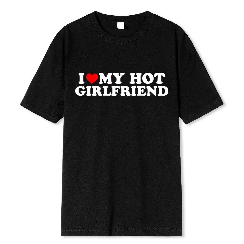 

Вінтаж Смішна I Love My Hot Girlfriend Boyfriend T-Shirt Парна графічна футболка для чоловіків Boyfriends Sport Casual Sport Streetwear XL білий