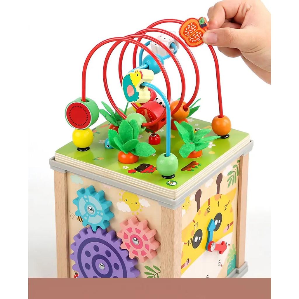 Montessori Wooden Children's Toys Multifunction Beaded Treasure Box Preschool Baby Building Blocks Early Education Kids Toys