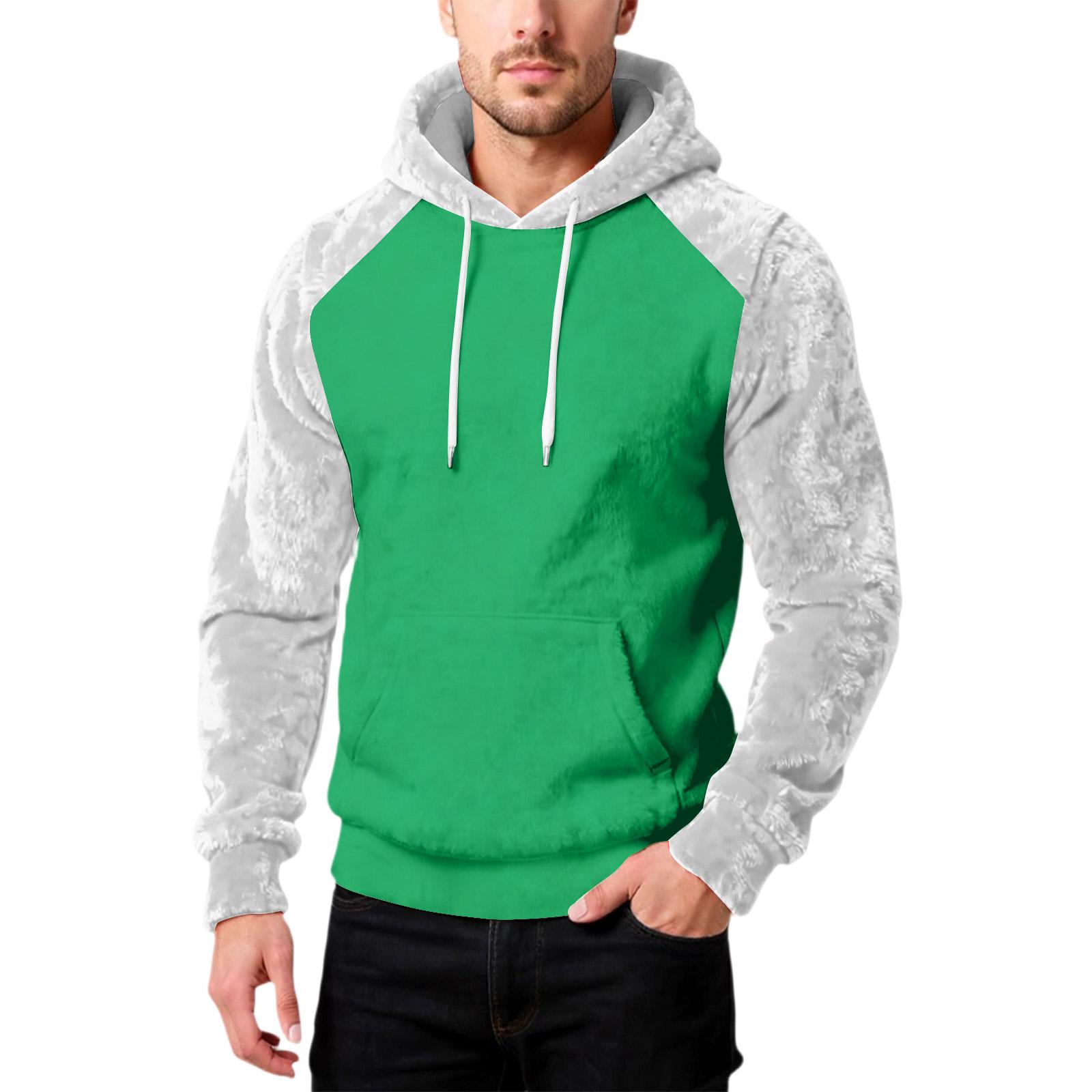 

Men s Fashion Leisure Hooded Hood Plush Long Sleeves Hoodie XL белый