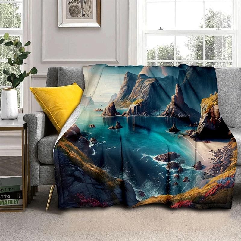 29 Style New Sea Water Beach Reef Nature Scenery 3D Blanket,Soft Throw Blanket for Home Bedroom Bed Sofa Travel Picnic Cover Kid