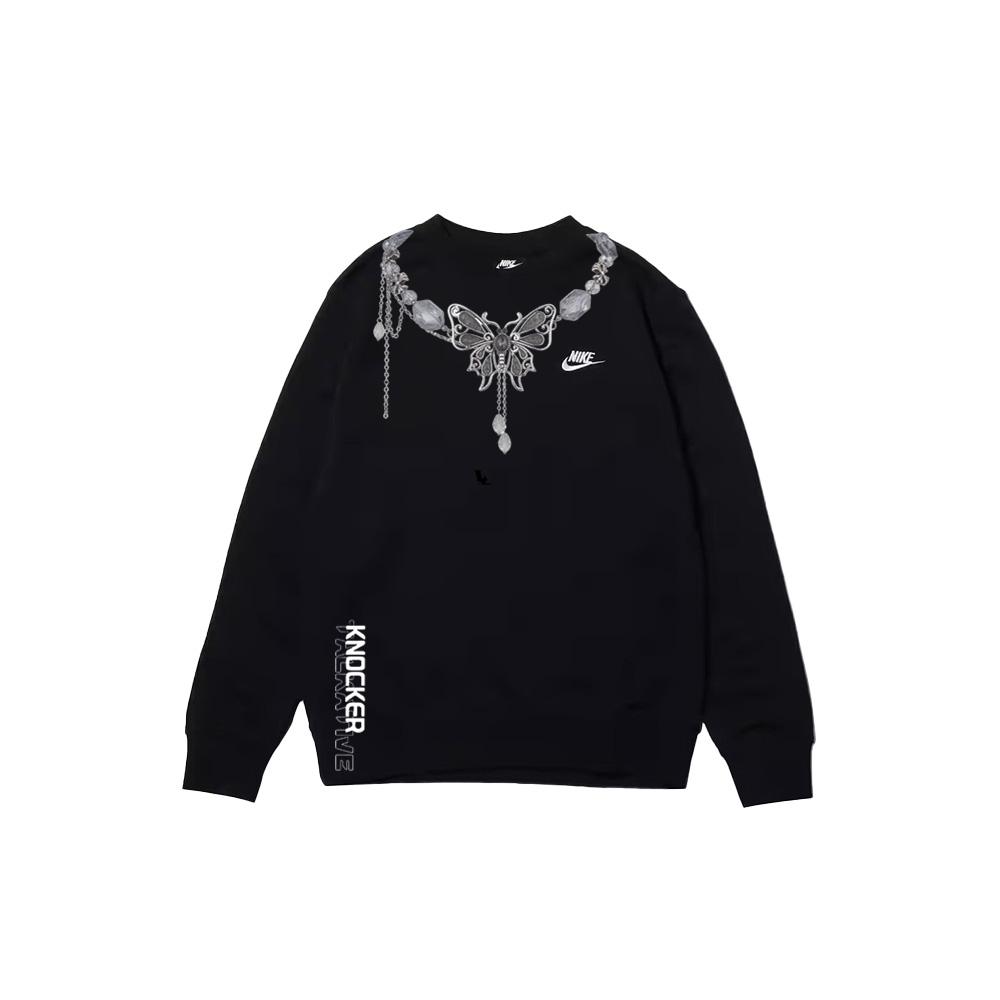 

Nike Свитшот с круглым вырезом и логотипом-буквой, с декоративной вставкой-ожерельем, унисекс, черный BV2667-010(TEAM702-010-24) XS