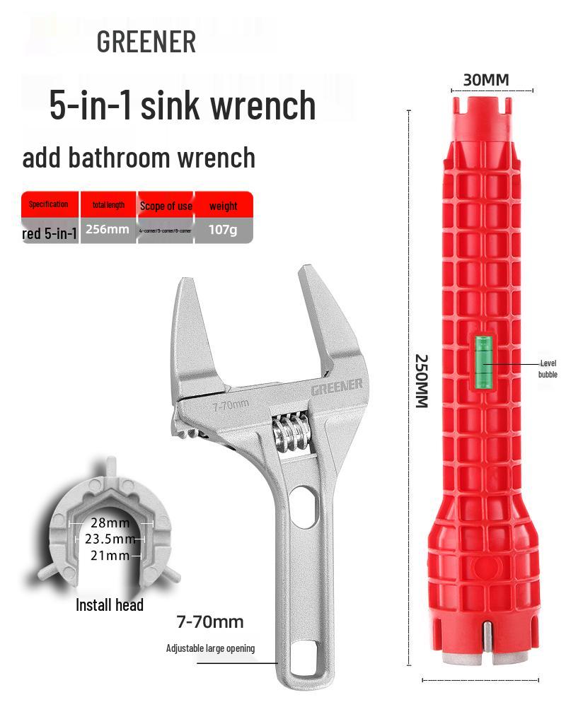 Universal 8-in-1 Sink Wrench: Multifunctional Tool for Water Pipe and Faucet Installation