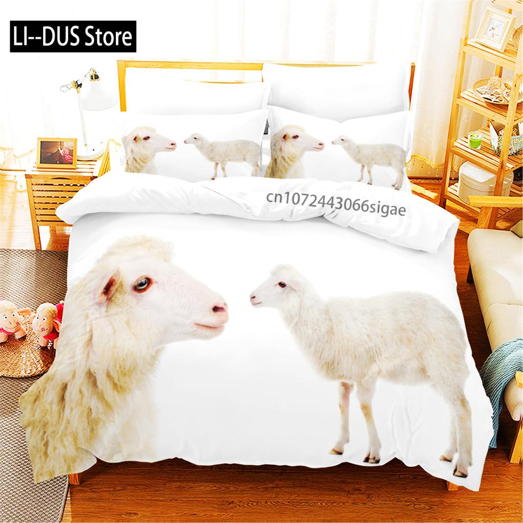 3D Printed Sheep Duvet Cover With Pillow Cover Bedding Set Single Double Twin Full Queen King Size Animal Bed Set Bedroom Decor
