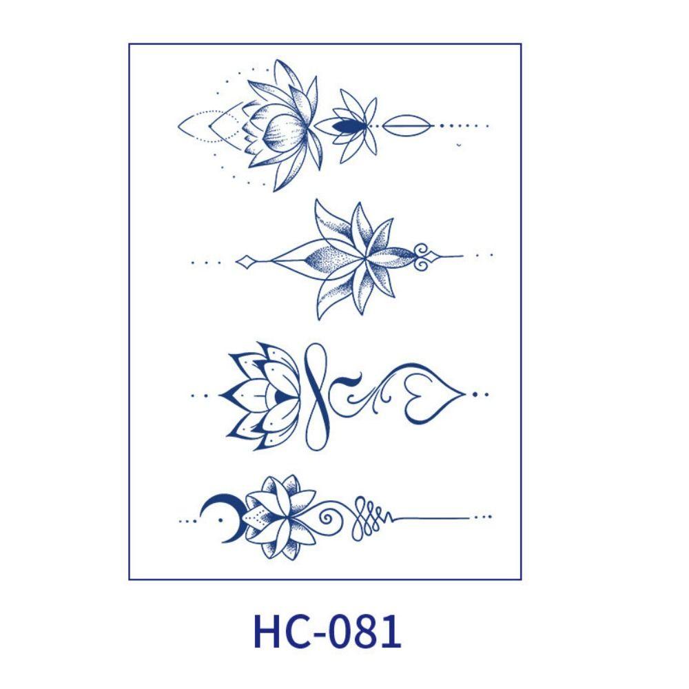 8PCS Lasts for 2 weeks Temporary Tattoo Stickers Whales/Waves Pattern Flower Tattoo Stickers  Gifts