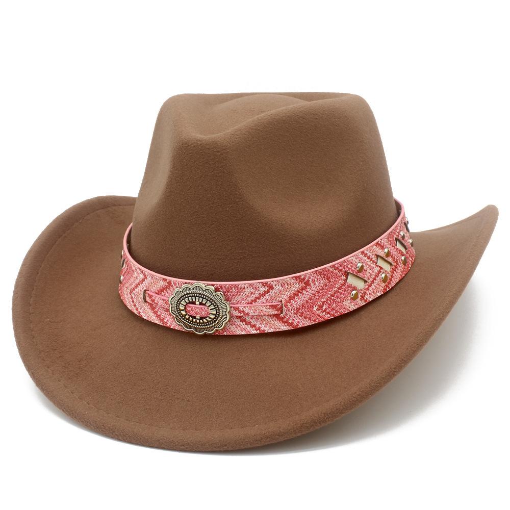 European and American retro style western cowboy hat female elegance crimping design party top hat fashion literary jazz hat