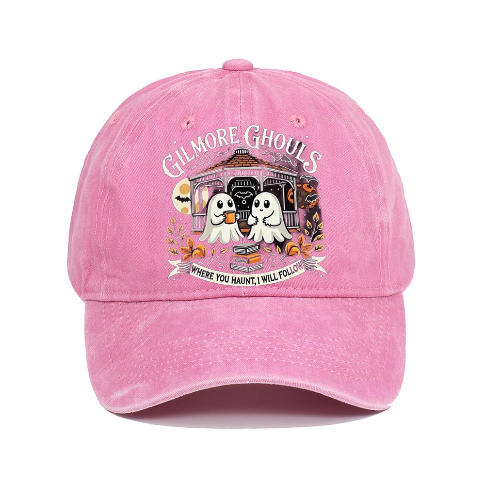 Letter Ghost Printed Baseball Cap for Men and Women, Adjustable Outdoor Sun Protection Hat, Halloween Holiday Gift Decoration