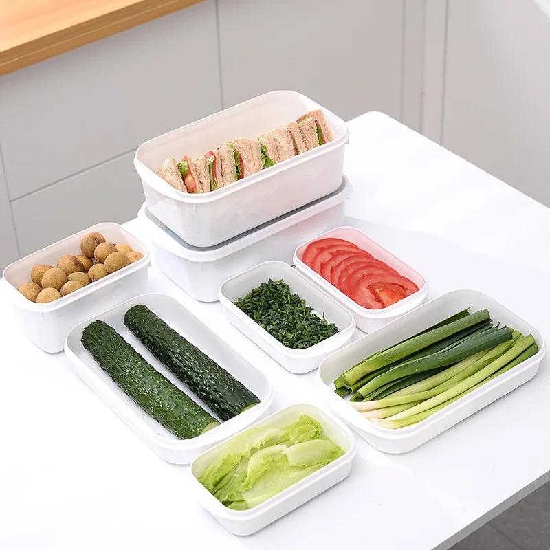 Kitchen Storage Box Refrigerator Food Storage Box White Containers Fresh Box Containers Kitchen Storage Food Sealed Box Kitchen Organizer