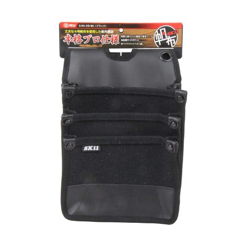 SK11 (SK11) Canvas waist bag SHN-3D BK 3-tier pocket black