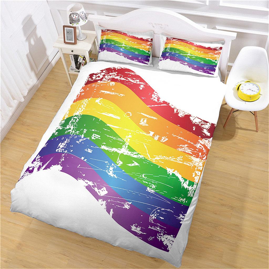 Rainbow Of Seven Colours 3D Exquisite Bed Supplies Set 2 Seater Duvet Cover Bed Comforter Set Bedding Set Luxury Birthday Gift