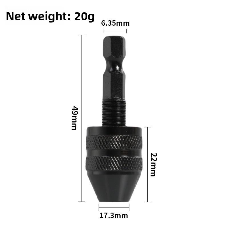 Mini Keyless Drill Chuck 0.3-8mm Self-Tighten Electric Drill Bits Collet Fixture Tools 1/4" Hex Shank Quick Change Converter