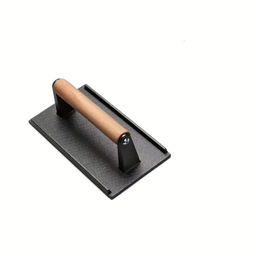 Cast Iron Rectangular Meat Press Round Steak Burger Press Barbecue Press for Flat Top Grill Hamburger