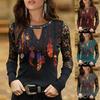 Women's 2023 Autumn/Winter V-Neck Floral Long-Sleeve T-Shirt