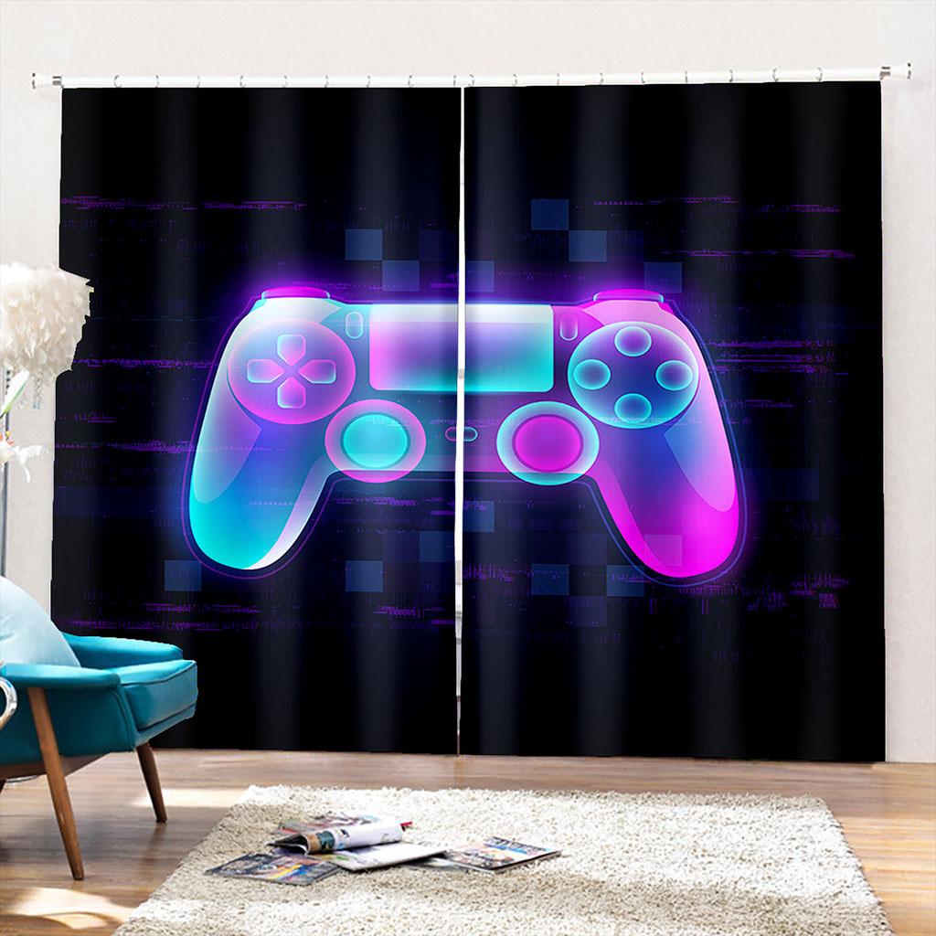 3D Cool Hra Elektronický Ovladač Závěs Gamer Boy Dětský Pokoj Dekor Závěs Obývací Pokoj Dekor Závěs 2 Panely Doprava Zdarma