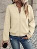 Solid Zipper Jacket Baseball Collar Casual Coat Women's