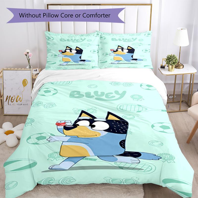 3pcs Bluey Bedding Set Duvet Cover Closure Includes 1 Duvet Cover & 2 Pillowcases, Soft and Comfortable for All Seasons.