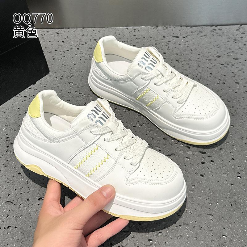 Leisure year autumn new thick-soled leather breathable ultra-light college style shoes 34 жёлтый