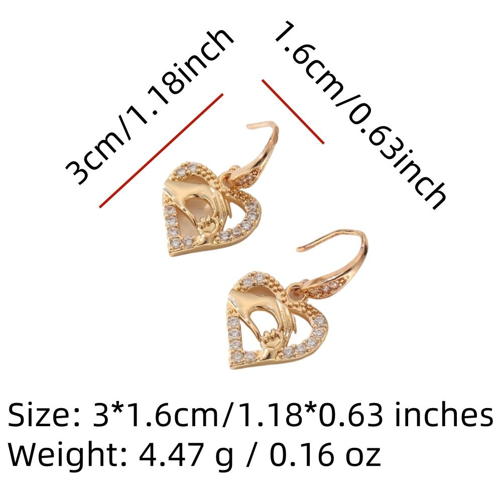 Golden Plated Red Heart Dangle Earrings for Women Hoop Earrings for Jewelry Wedding Party Accessories