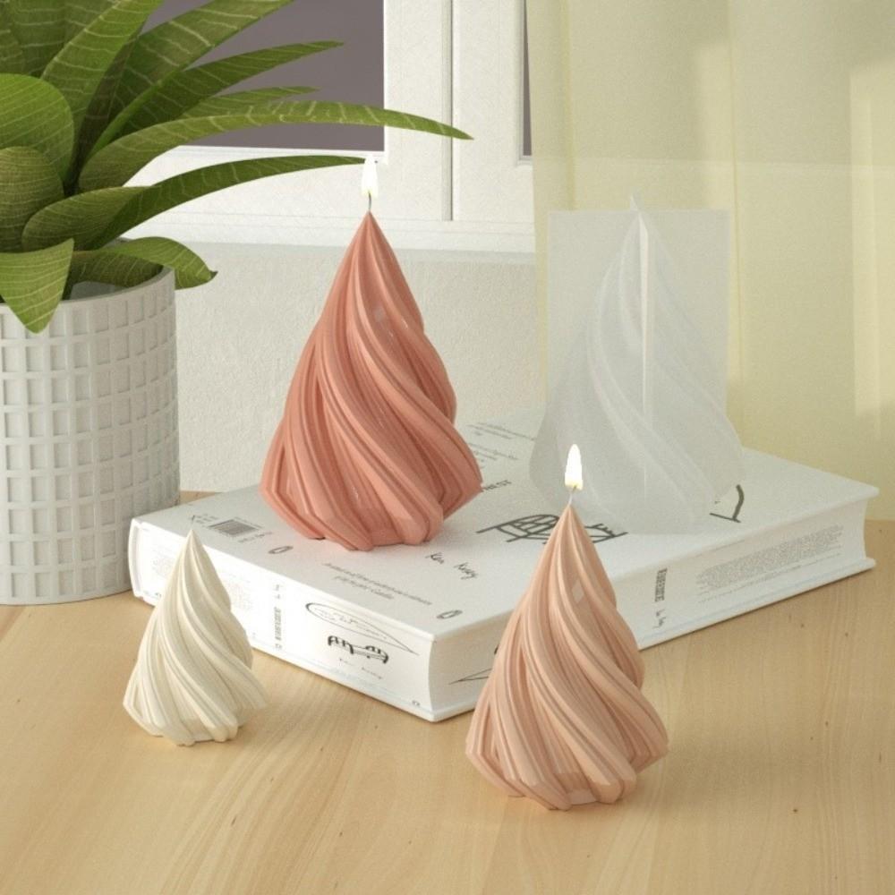 New Silicone Scented Candle Mold Craft Making Abstract Art Taper Candle Mould Swirl Design Plaster Resin Mold Home Decor