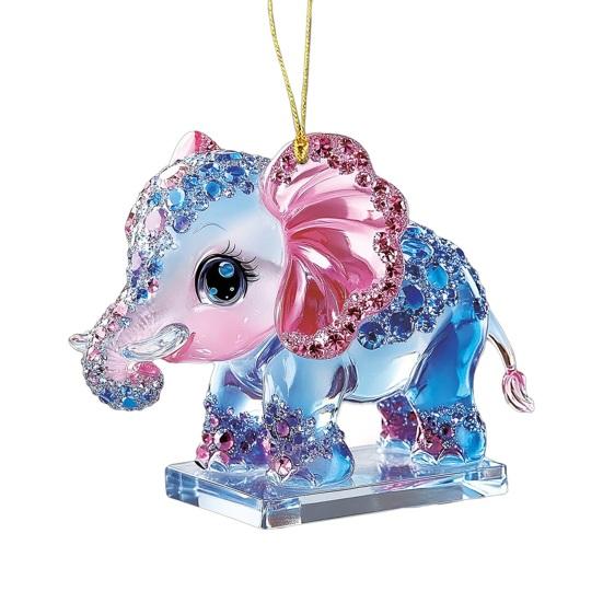 

Автомобільний кулон на шнурку Блискучі стрази 2D Акриловий дизайн слона Градієнтний колір Міні-акрилова прикраса Ключ Настільна прикраса Elephant