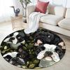Boston Terrier and Plants Pattern Round rug,Carpet Rug for Living Room Bedroom  Playroom ,Non-slip Floor Mat,Holiday Gifts and Birthday Gifts.