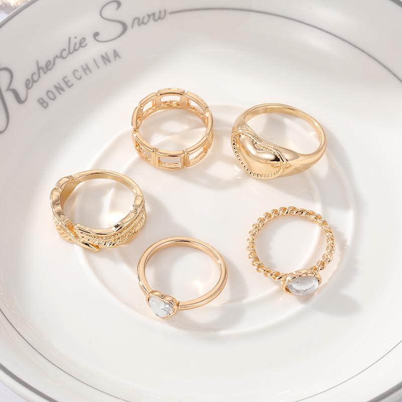 Club de noapte Party Queen Love Leaves Bijuterii scobite Set de inele pentru femei, versatil, elegant