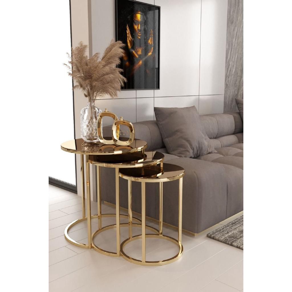 Perla 3-piece Gold Leg Gold Leg Lining Table