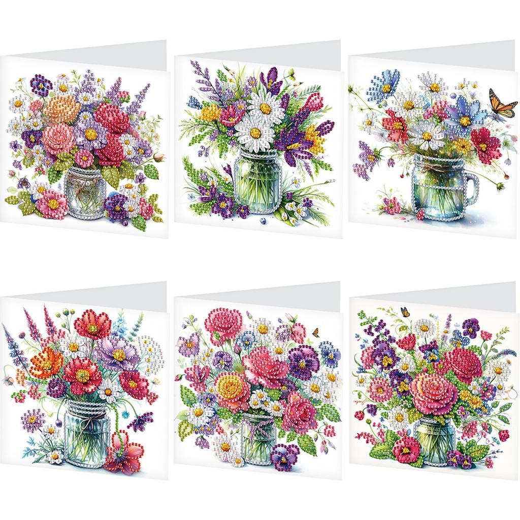 6Pcs Diamond Painting Greeting Card Holy Mother & Jesus Diamond Handmade Card Diamond Daily Wish Card for Holiday Party Favors