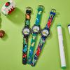 1pc Dinosaur Quartz Watch - Fun Cartoon Design, Green & Black Silicone Strap, Non, Round Case, Perfect gift