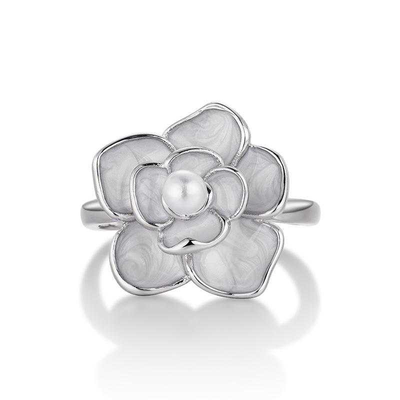 Gold Plated Natural Fritillary Camellia Pearl Ring Female Wind Ring 2025