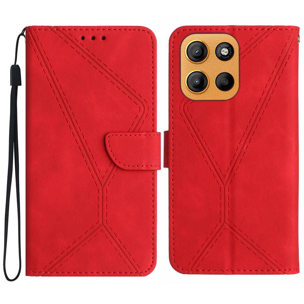 For Motorola Moto G15 4G Case Skin Touch Lines PU Leather Flip Phone Cover