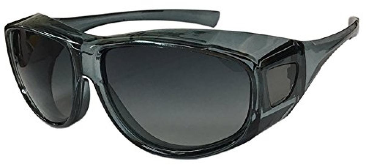 

Trick Face Trick Glasses Солнцезащитные очки, которые можно надевать поверх очков Поляризованная защита Прозрачные серые полуполяризованные линзы [Очки для лица] линзы/УФ